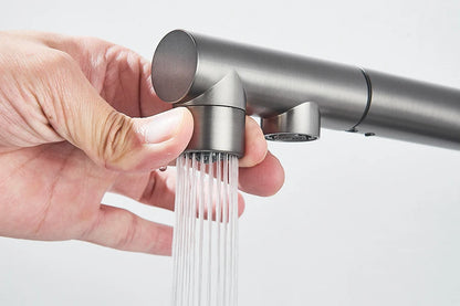 Filtered Kitchen Sink Faucet Pull Out Spray 360 Rotation Water Filter Tap Dual Sprayer Drinking Water Tap Vessel Sink Mixer