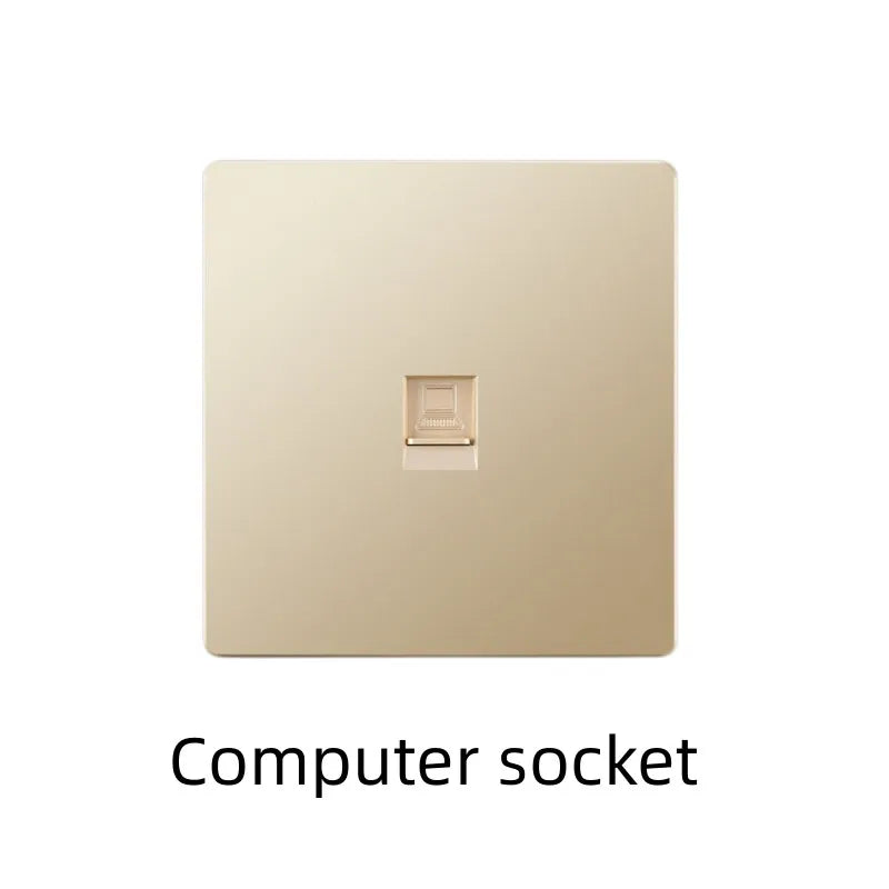 UK Standard 13A Gold USB Stecker Wandsteckdose Lichtschalter, 220V Universal 6-Loch-Doppelsteckdose mit 2,1A USB-Ladeanschluss.