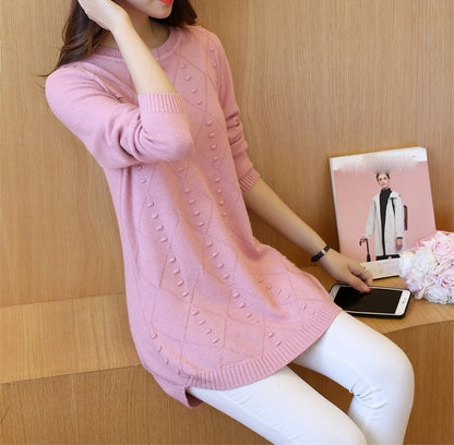 Strick pullover Herbst Winter Tops O-Ausschnitt Langarm Pullover lässig warme Damen pullover Midi lange schlanke Pullover Mädchen