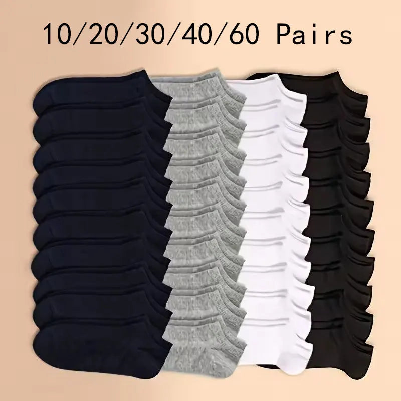 10/20/30/40/60 Pairs Of Unisex Solid Color Socks Comfy Breathable Soft Sweat Absorbent Socks For Daily And Outdoor Wearing.
