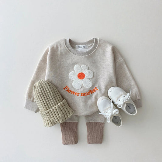 Herbst Baby Mädchen Kleidung Set Blume Brief Drucken Pullover Top + Hosen Kinder Kleidung Vorschule Frühling Neugeborenen Baby Jungen Kleidung.
