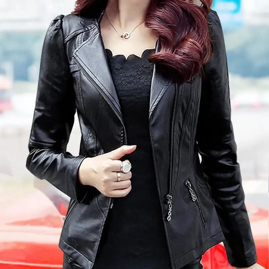 Damen jacken Frühling Herbst neue Kunstleder jacke Damen lässig schlank wasserdicht wind dicht Basic Mäntel kurze Damen jacke