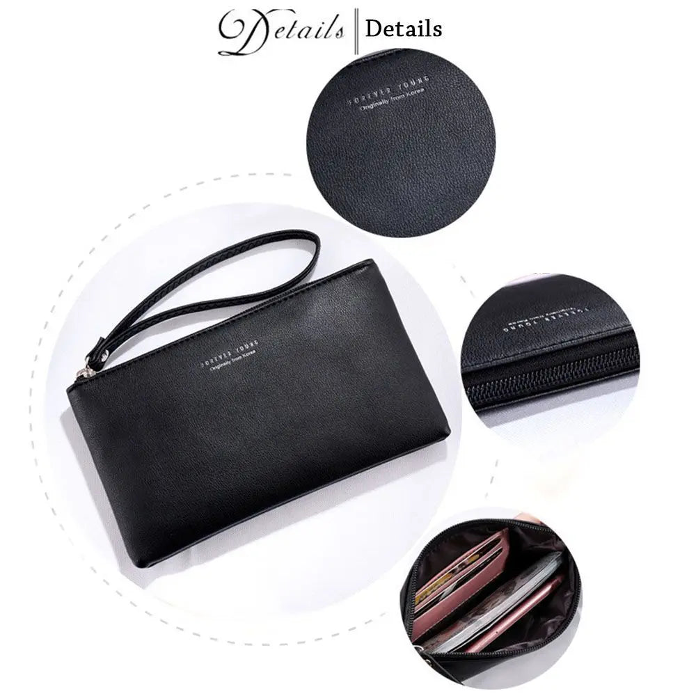 Women PU Leather Zip Coin Bag Wallet Long Purse Pouches.