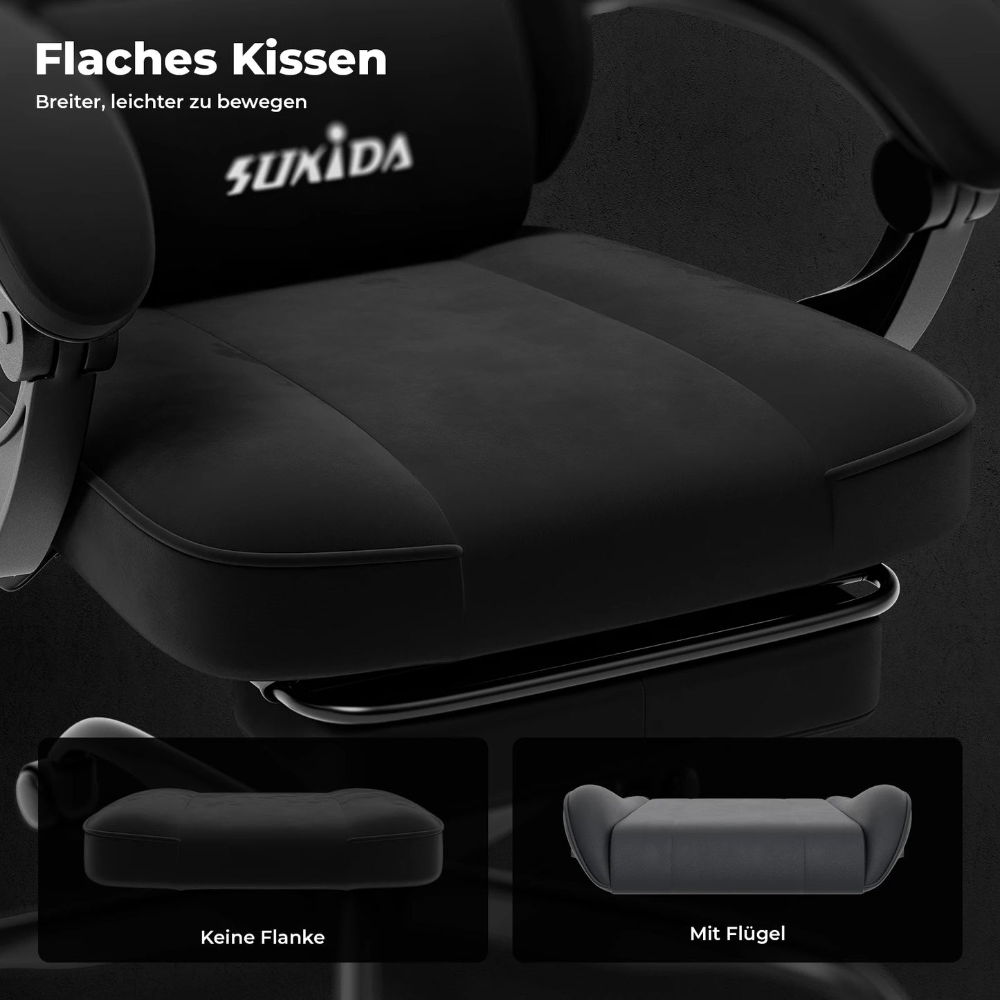SUKIDA Gaming-Stuhl mit Fußstütze, PC-Stuhl im Racing-Stuhl-Design, ergonomischer Bürostuhl, verstellbar mit Lordosenstütze