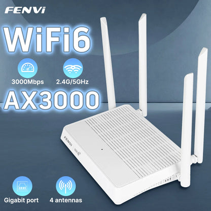 FENVI AX3000 WiFi 6 Mesh WIFI Gigabit Router 2.4G/5GHz Dual-Band 802.11AX Wireless Signal Amplifier WiFi Repeater WPA3 5G Router.