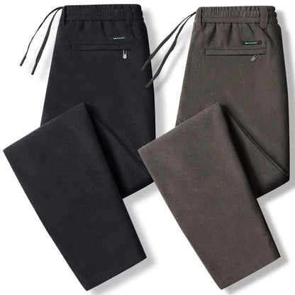 Elastic Waist Casual Pants Men Joggers Loose Fit Straight Pants Spring Autumn Male Trousers Large Size Black Grey.