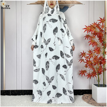 2025Hot Sales New Ramadan Muslim Double Hat Women Abaya Prayer Garment Islam Turkey Arabic Femme Abaya Prayer Kaftan Loose Robes.