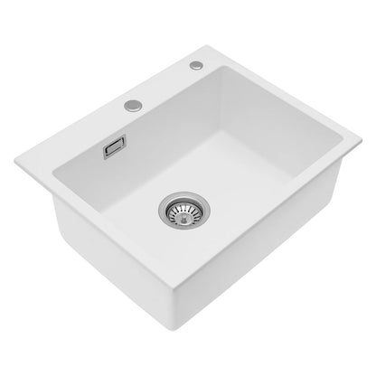 Küchenspüle aus Quarzstein, 21,65 x 17,7 Zoll tiefes Waschbecken mit großem Fassungsvermögen, starker Tragfähigkeit und effiziente Entwässerung für den Alltag