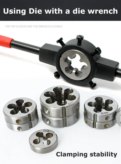 LIYU Rohrgewindeform, metrische runde Matrizen, G-Schneidwerkzeug für die rechte Hand, legierter Stahl, G1/16 G1/8 G1/4 G3/8 G1/2 G5/8 G3/4 G7/8 G1''