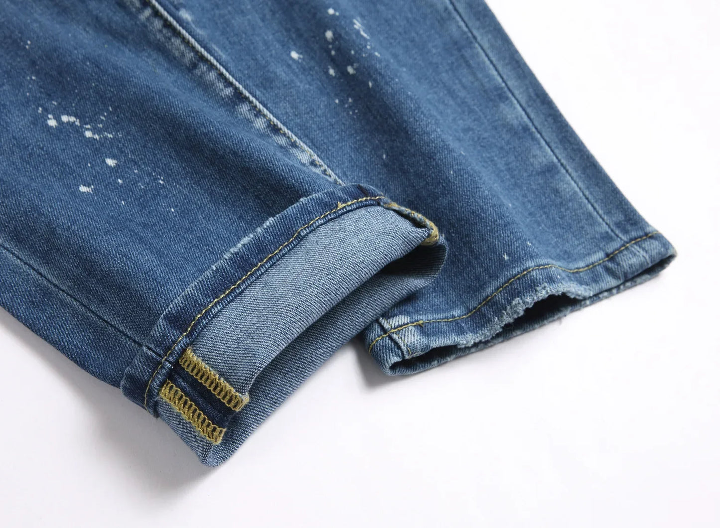 2025 Men's Ripped Jeans Luxury Brand Light Blue Holes Long Trousers Quality Male Fashion Stretch Slim Pants Men Skinny Jeans.