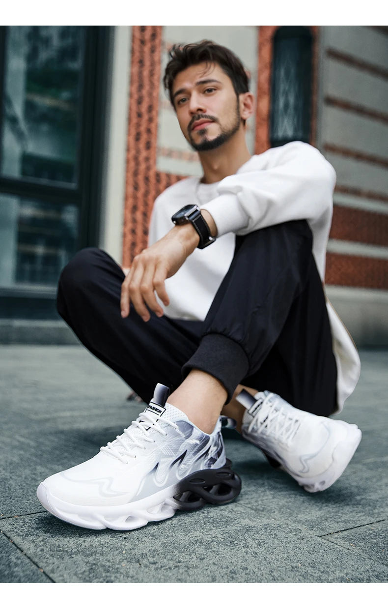 Men Running Shoes Mesh Breathable Flat Cushioning Soft Comfortable Sneakers Outdoor Gym Trendy Casual Jogging Shoes for Men