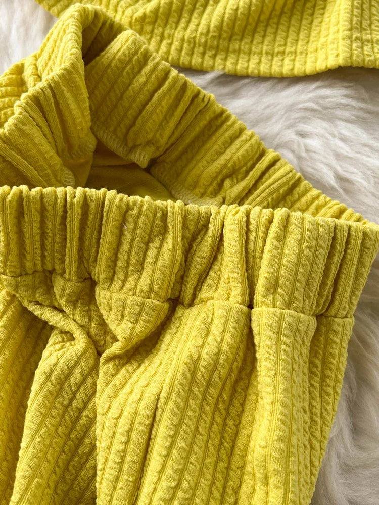 Korean Suits Women's Two Piece Set Summer Slim Fit Sleeveless O-neck Tops High Waist Slits Trousers Two-piece Suit Female D1109.