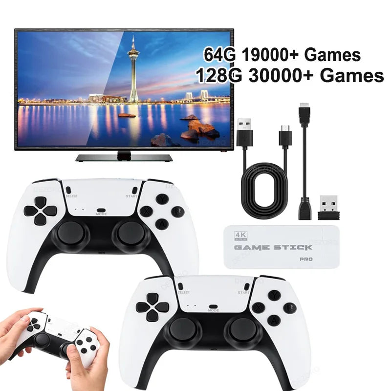 M15 Game Stick Pro Mini TV Handheld Game Console Wireless Gamepads Video Game 64G 20000+ Retro Game for PS1 NES SNES.