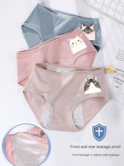Women's menstrual briefs large flow postpartum water absorption leakproof briefs women's pure cotton menstrual briefs lingerie