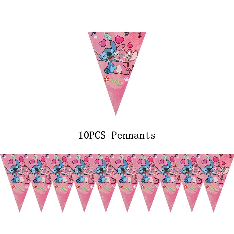 Disney Lilo Stitch Geburtstag Party Dekoration Kinder Stitch Thema Geschirr Set Engel Luftballons Happy Banner Zubehör für Mädchen zugunsten
