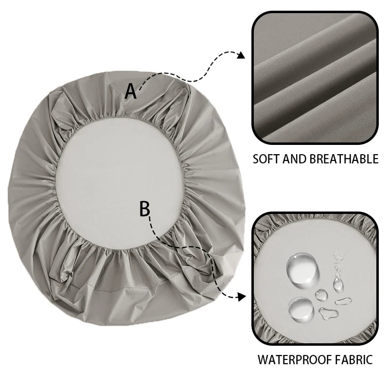 Safe Waterproof Mattress Cover Soft Comfortable Breathable Bed Cover With Elastic Band Fit Machine Washable Single Double Size.