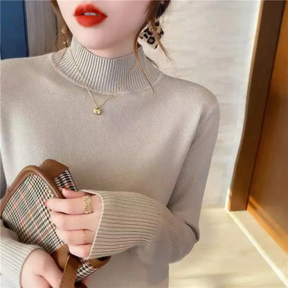 Herbst Winter Chic Bottom Pullover Frauen Mode Rollkragen Pullover Lose Langarm Gestrickte Jumper Weiche Warme Pull Femme Top