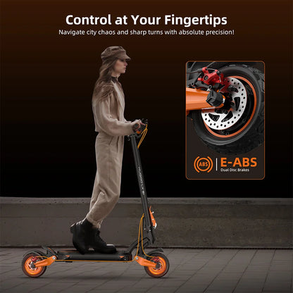 Aumom Electric Scooter, 800W 48V 15.6Ah Battery, 10 inch Tires, 45 km/h Max Speed, 70km Range, Disc Brakes, NFC & Passcode Lock.