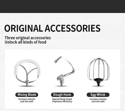 Houselin Stand Mixer, 10L Brush Stainless Steel Bowl, Suitable for Most Home Cooks, Silver Grey.