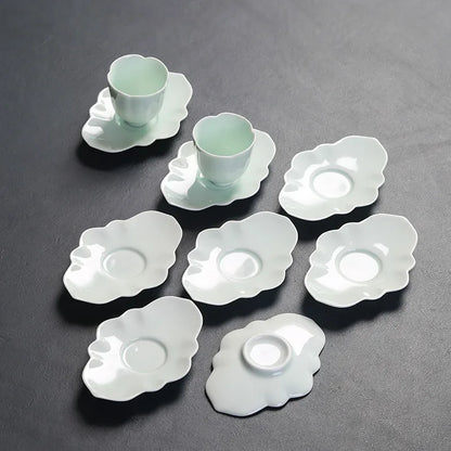 Kong Fu Tea Set with Accessories Japanese Tea Ceremony Creative Ceramic Cha Bei Dian Kombucha Cup Saucer Heat Proof Mat Coaster.