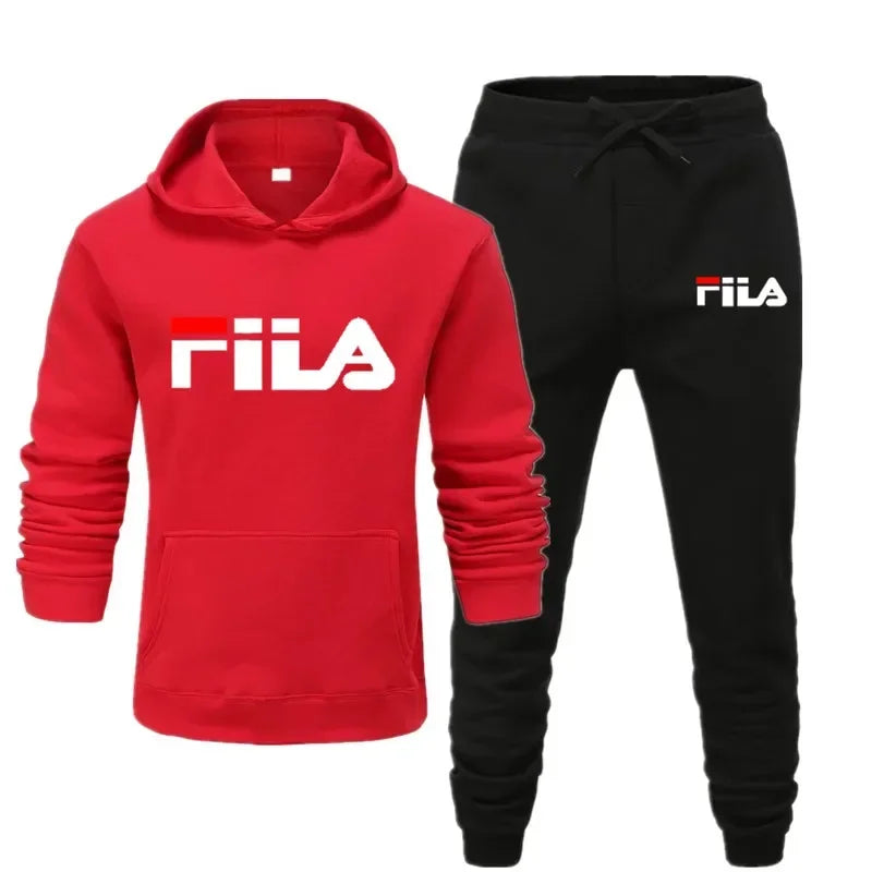 A new men's Spring and Autumn 2025 pullover hoodie + sweatpants two-piece fitness, fashion and casual jogging set.