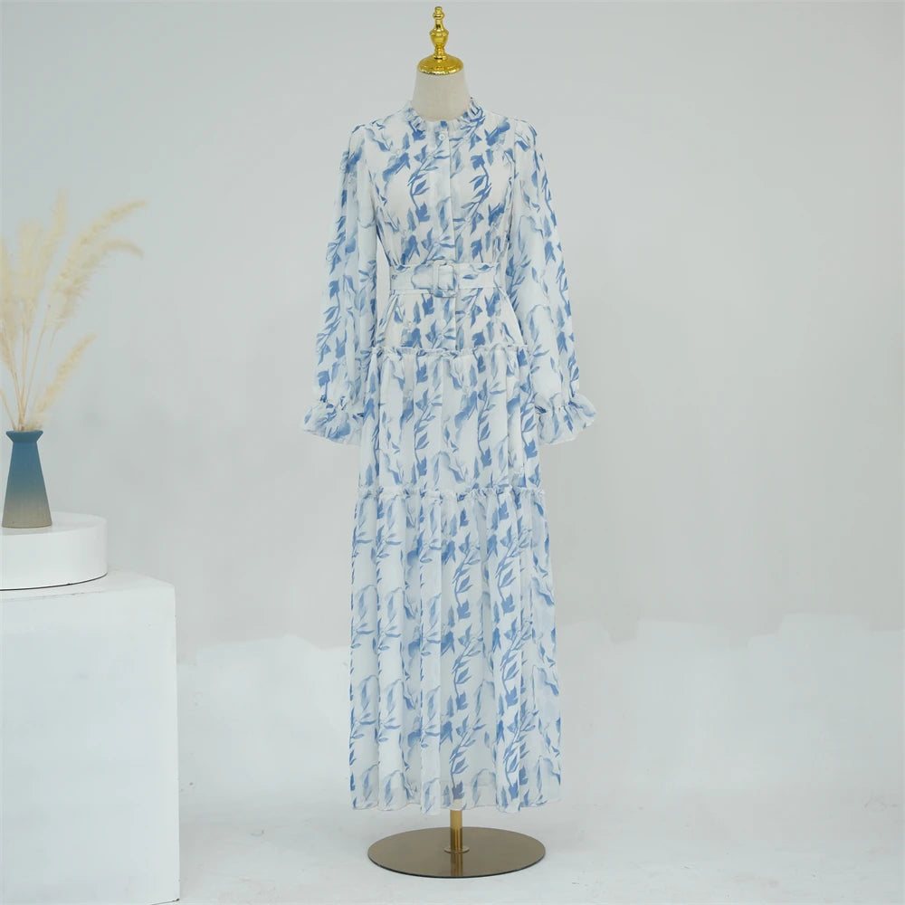 Ramadan Dubai Chiffon Modest Abaya Damen Kebaya Turkey Islam Muslim Long Dress Abayas For Women Kaftans Robe Femme Musulmane.