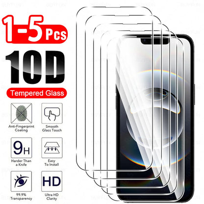 1-5PCS 10D Tempered Glass Case For iPhone 16e 5G Screen Protector For Apple IPhone 16 Pro Max 16Plus 16Pro IPhone16 e Glass Film.