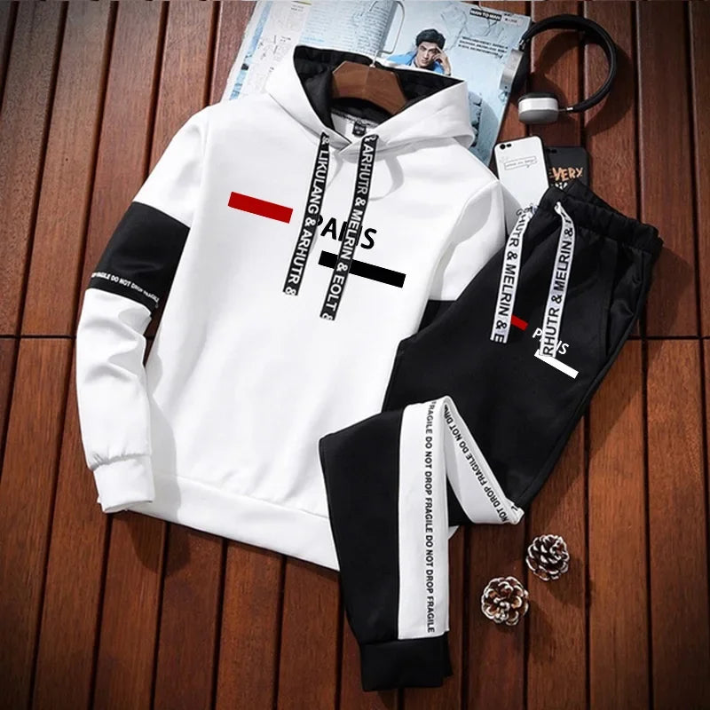 Men's Tracksuit Outdoor Quality Autumn Winter Simple Daily Casual Sports Hooded Single Sweatshirts And Sweatpant Comfort Jogging.