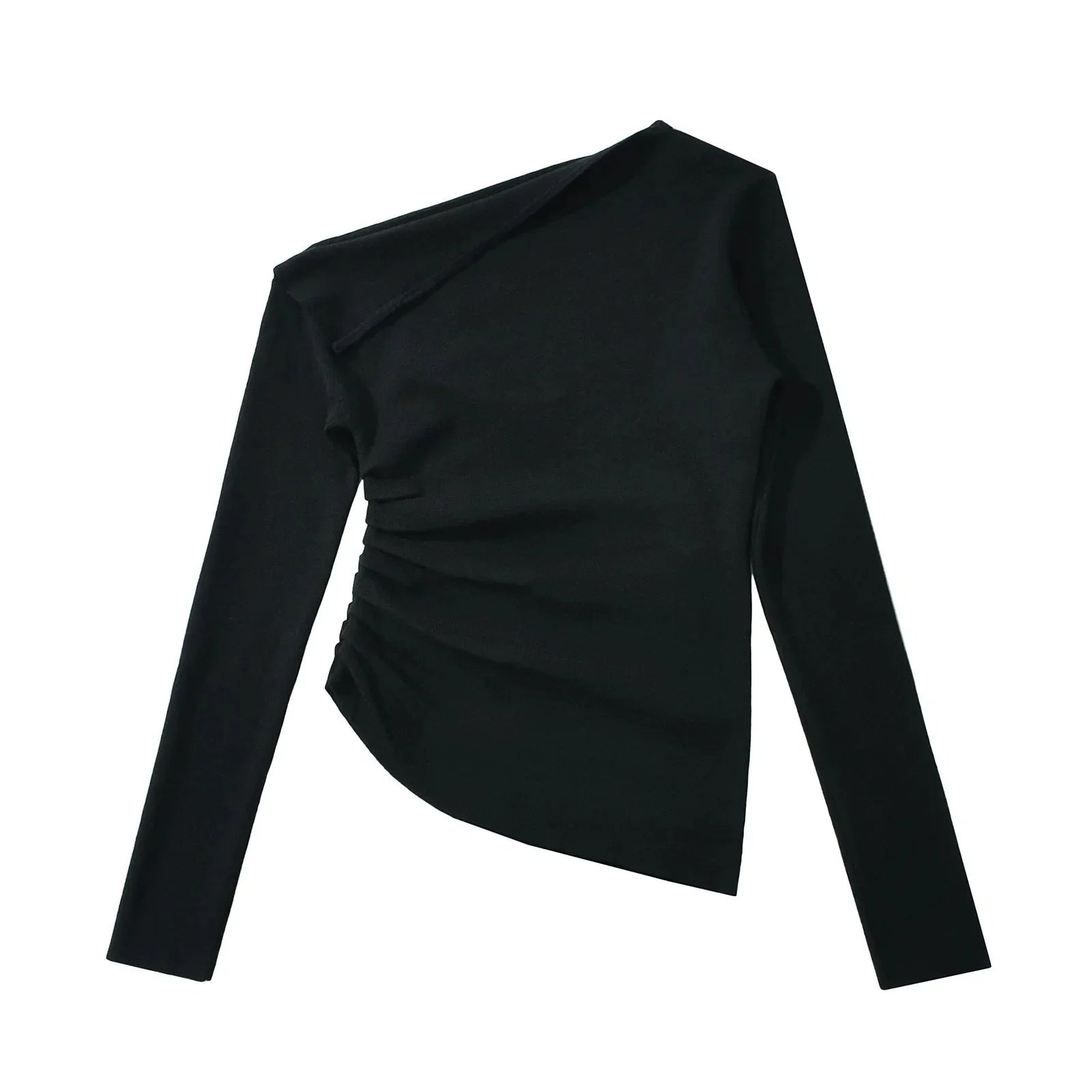 American Style One Shoulder Long Sleeve Women's T-shirt Autumn Pure Desire High-grade Slimming Personality Oblique Shoulder Base.