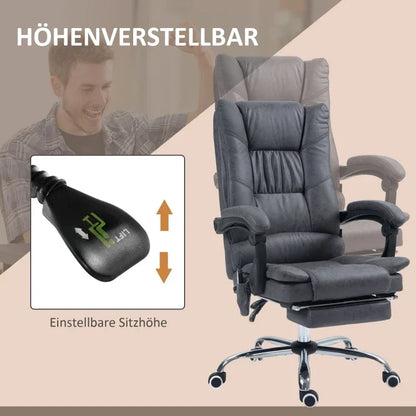 Massage-Bürostuhl mit Heizung, 135 °   Neigung, höhenverstellbar, Tragfähigkeit bis 120 kg, ergonomisch, dunkelgrau