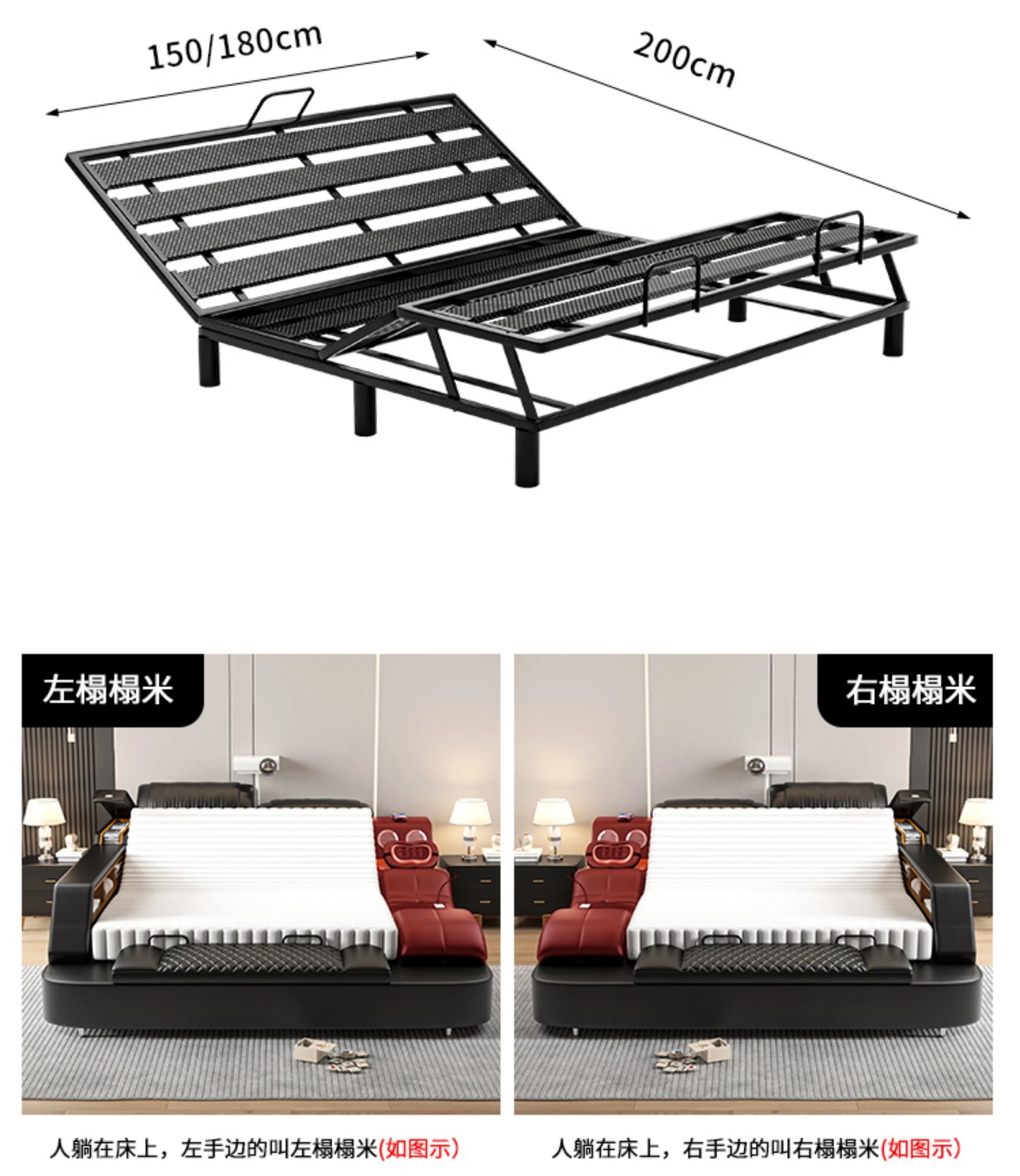 Nordic Multifunktions Doppelbett Seite Von Seite Leder Luxus Kingsize Bett Rahmen Plattform Holz Design Lit Schlafzimmer Set Möbel
