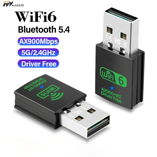WiFi 6 Wireless Lan Card Driver Free USB Wifi Adapter Dual Band 2.4G/5GHz Wifi Card Bluetooth 5.4 Wifi Antenna For PC Laptop.