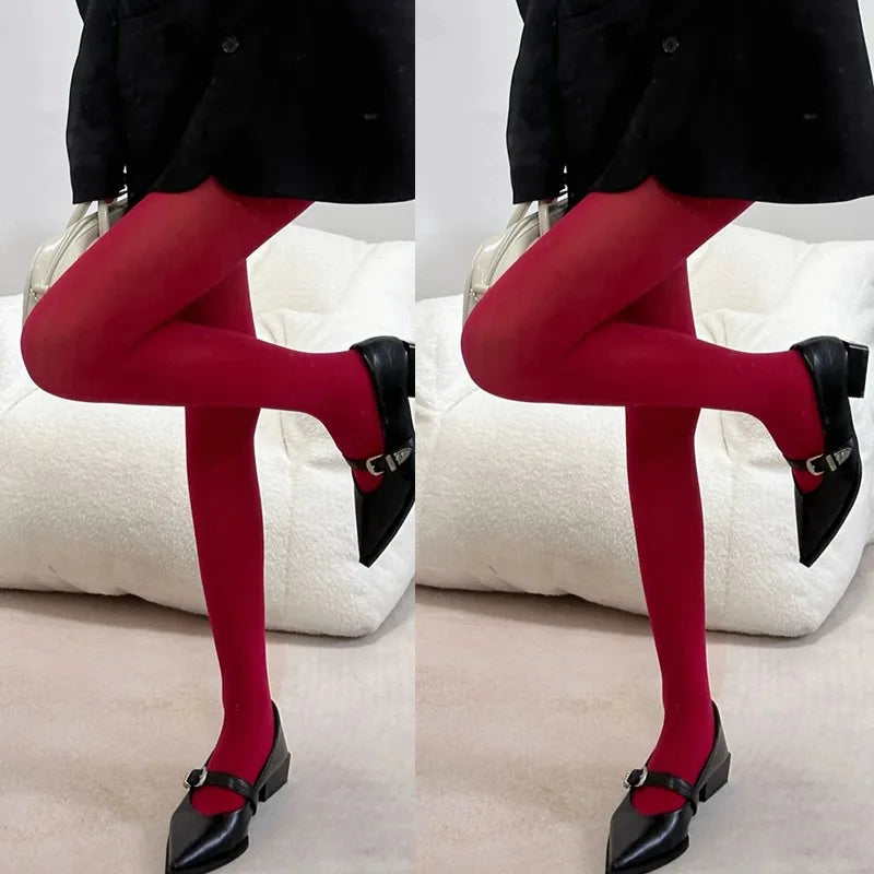 1/2Pcs Sexy Wine Red Stocking Women Girl Burgundy Thin Thick Elastic Tight Vintage Anti-Hooker Comfortable Pantyhose Accessory