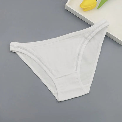 Moonflame 12Pcs Wholesale Women Cotton Panties Sexy Low-Waist Lingerie Female Elastic Soft Underwear Solid Color Underpant.