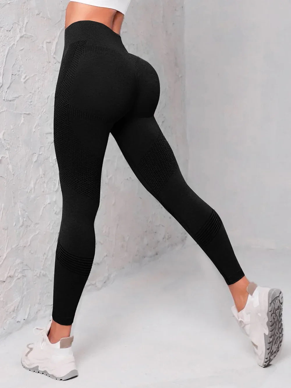 Elastic High Waist Leggings Women Knitted Solid Tights Seamless Butt Lift Fitness Yoga Fashion Skinnly Gym Sports Leggings.