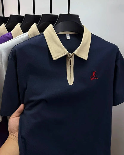 Designer brand fashion short sleeve polo shirt men luxury pony embroidery breathable summer color blocked high-end Paul T-shirt.