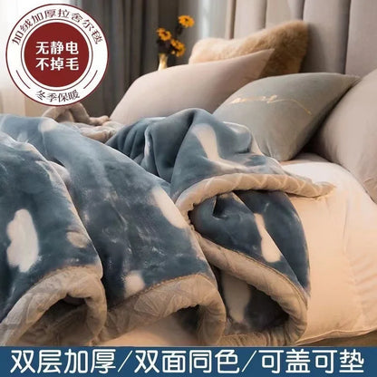 Thiened Double-layer Raschel Blanket Warm Coral Fce Wedding Blanket Single Double Bed Autumn Winter Warmth Cover Blanket