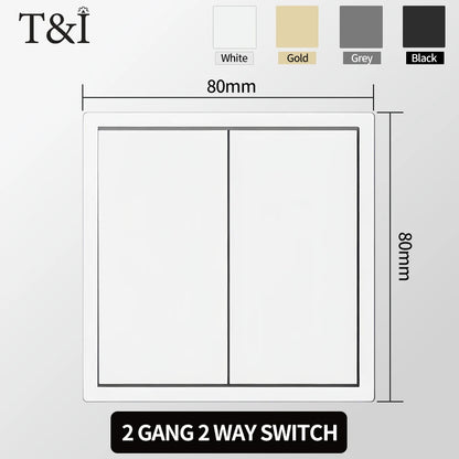 Europäische Wandsteckdose, EU-Steckdose, USB-Typ-C-Ladeanschlüsse, 1/2-Gang-Lichtschalter, 16 A 250 V, Unterputzmontage, weißes Panel, 80 x 80 mm