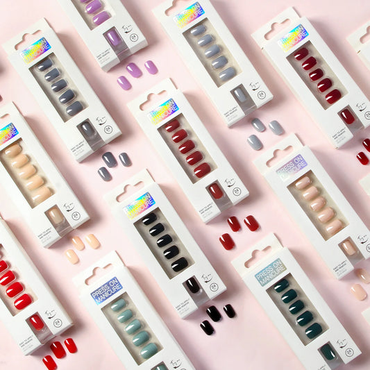 VITAGWX 24pcs Solid Color Press on Nails Simple Design Fake Nails Square False Nail Tips Resin Artificial Fake Nails Reusable.