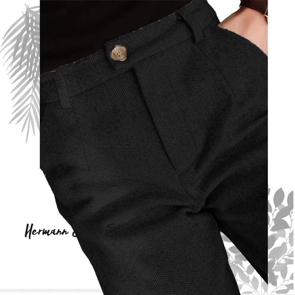 Herringbone Elegant Men's Formal Pants Premium Quality Men's Light Business Formal Pants High-Waisted Straight Leg Trousers.