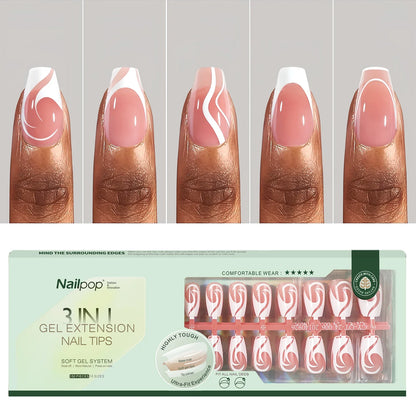 Nailpop 150Pcs French Gel Nail Tips Medium Almond Pre-Colored Press on Nails Skin Tones Soft Gel Nails False Nail Extensions