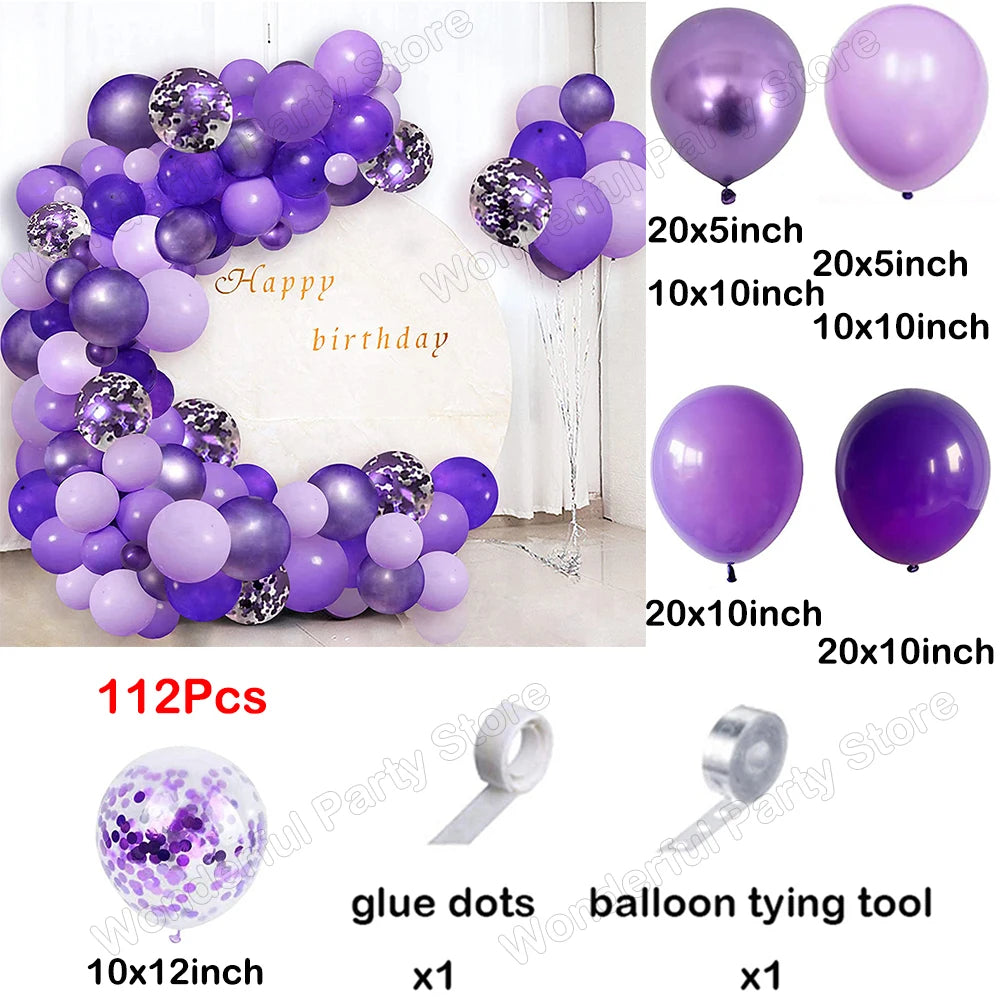 139 Stücke Dunkellila Licht Ballon Girlande Bogen Kit Metall Lila Gold Latex Ballons Hochzeit Party Braut Baby Dusche Geburtstag Dezember