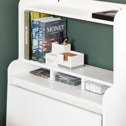 SoBuy FWT105-W Schreibtisch klappbar Computertisch mit Ablagen Klapptisch mit Aufbewahrungsbox Bürotisch für Homeoffice