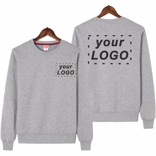 Men's Casual Pullover Custom Printed Embroidery Company Logo Clothing Fashion Winter Warm Sweater Solid Color Sweatshirt 4xl.
