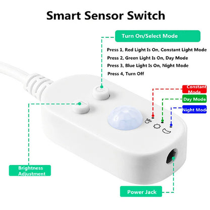 DC5V Neon LED Light Strip Wiress PIR Motion Sensor 6X12MM Silicone Tube Rope SMD2835 120Leds/m Waterproof Flexible Tape Ribbon.
