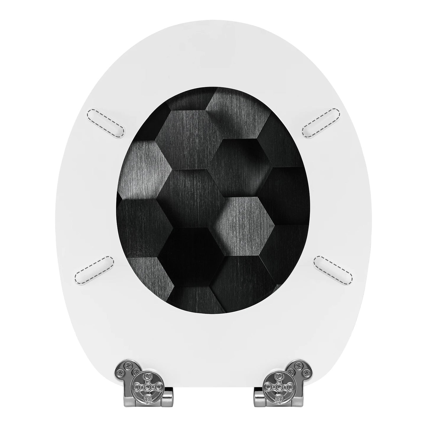 O-förmiger Toilettensitz, verstellbare Scharniere, Toilettendeckel mit Motiv, Soft-Close-Mechanismus für Badezimmer