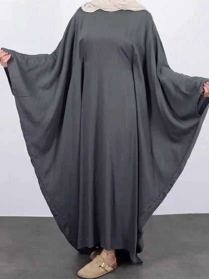 White Pink Black Brown Soft Crepe Khimar Batwing Abaya Damen 2 Piece Muslim Modest Hijab Dresses Set Kaftan Kebaya Robe Women