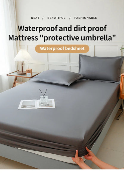 Waterproof Fitted Bed Sheet With 360 Elastic Band Mattress protector Cover Bedspreads for Single Double King Queen Size Bedsheet.
