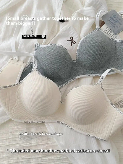 Wireless Push Up Bra for Small Chest - Seamless Anti-Sagging Invisible Bralette, Enhance Lift Comfort No Trace (Letter Design).