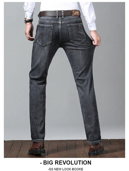 Lee Dex Jeans Herren Herbst/Winter Dicke, gerade Beine, lockere Passform, lässige Business-Hose, schlankmachend, glättet Ihre Silhouette-Hose.